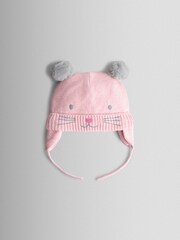 JoJo Maman Bébé Pink Cat Pom Pom Hat - Image 1 of 3