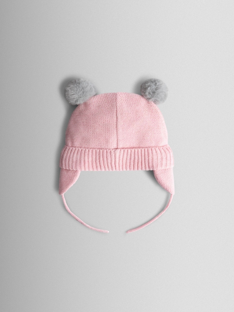 JoJo Maman Bébé Pink Cat Pom Pom Hat - Image 3 of 3