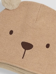 JoJo Maman Bébé Brown Bear Pom Pom Hat - Image 3 of 3