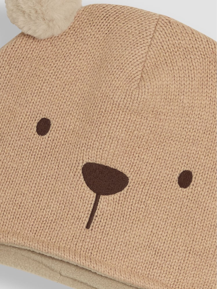 JoJo Maman Bébé Brown Bear Pom Pom Hat - Image 3 of 3