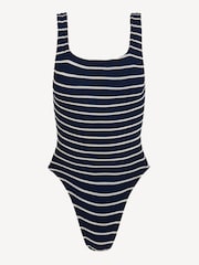 Hunza G Blue Pamela Stripe Crinkle Swimsuit - Image 1 of 1
