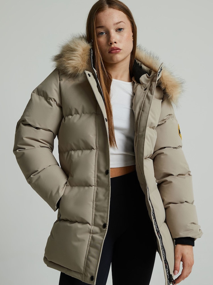 Zavetti Canada Girls Cream Fiorella Puffer Parka Jacket - Image 1 of 5 Zavetti Canada Girls Cream Fiorella Puffer Parka Jacket - Image 1 of 5