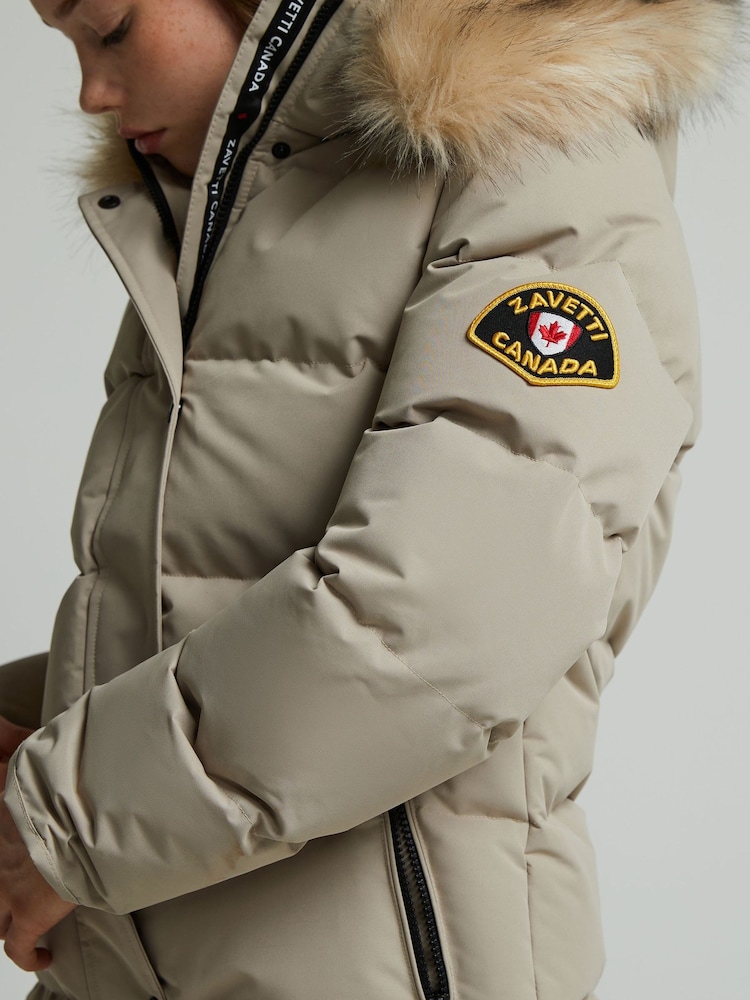 Zavetti Canada Girls Cream Fiorella Puffer Parka Jacket - Image 5 of 5 Zavetti Canada Girls Cream Fiorella Puffer Parka Jacket - Image 5 of 5