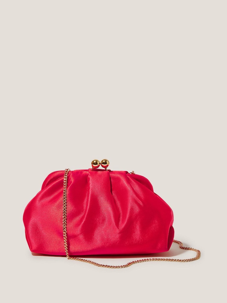 Monsoon Red Rhian Satin Clutch Bag - Image 1 of 4