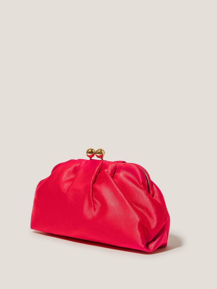Monsoon Red Rhian Satin Clutch Bag - Image 2 of 4