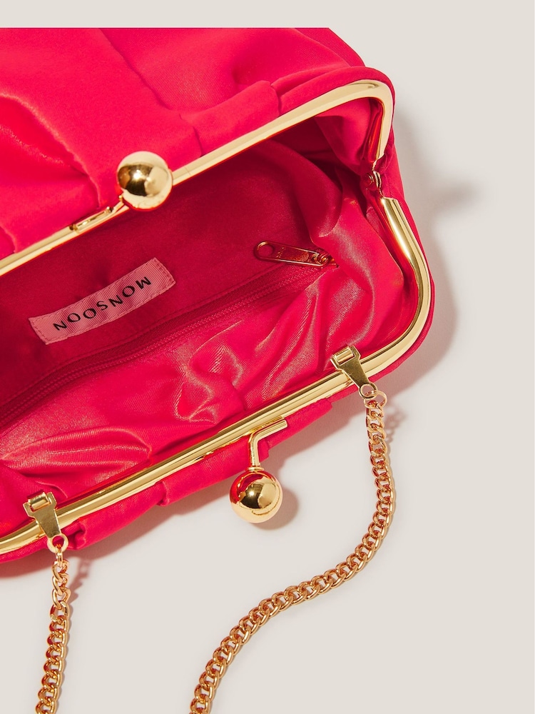 Monsoon Red Rhian Satin Clutch Bag - Image 4 of 4