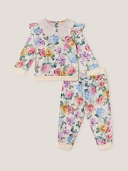Monsoon Natural Baby Floral Collared Sweatshirt and Joggers Set - Image 2 of 4