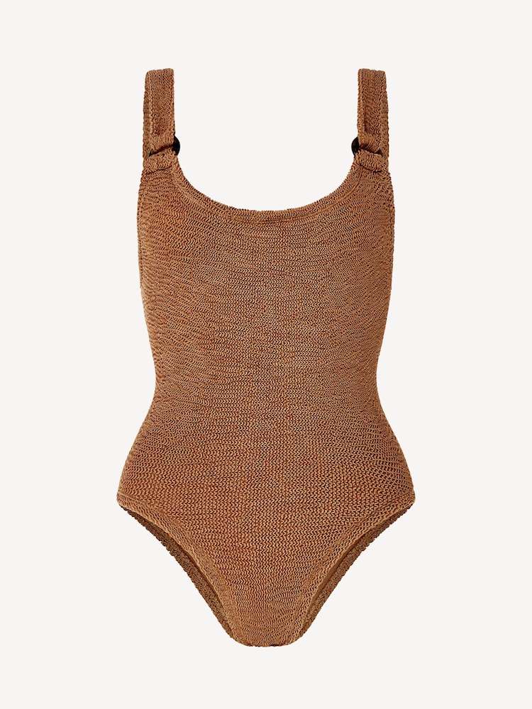 Hunza G Brown Domino Crinkle Swimsuit - Image 5 of 5