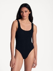 Hunza G Black Square Neck Crinkle Swimsuit - Image 1 of 5