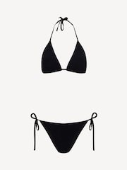 Hunza G Black Gina Contrast Trim Triangle Crinkle Bikini Set - Image 6 of 6