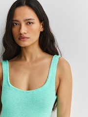 Hunza G Green Metallic Crinkle Cocoa Square Neck Swimsuit - Image 5 of 5