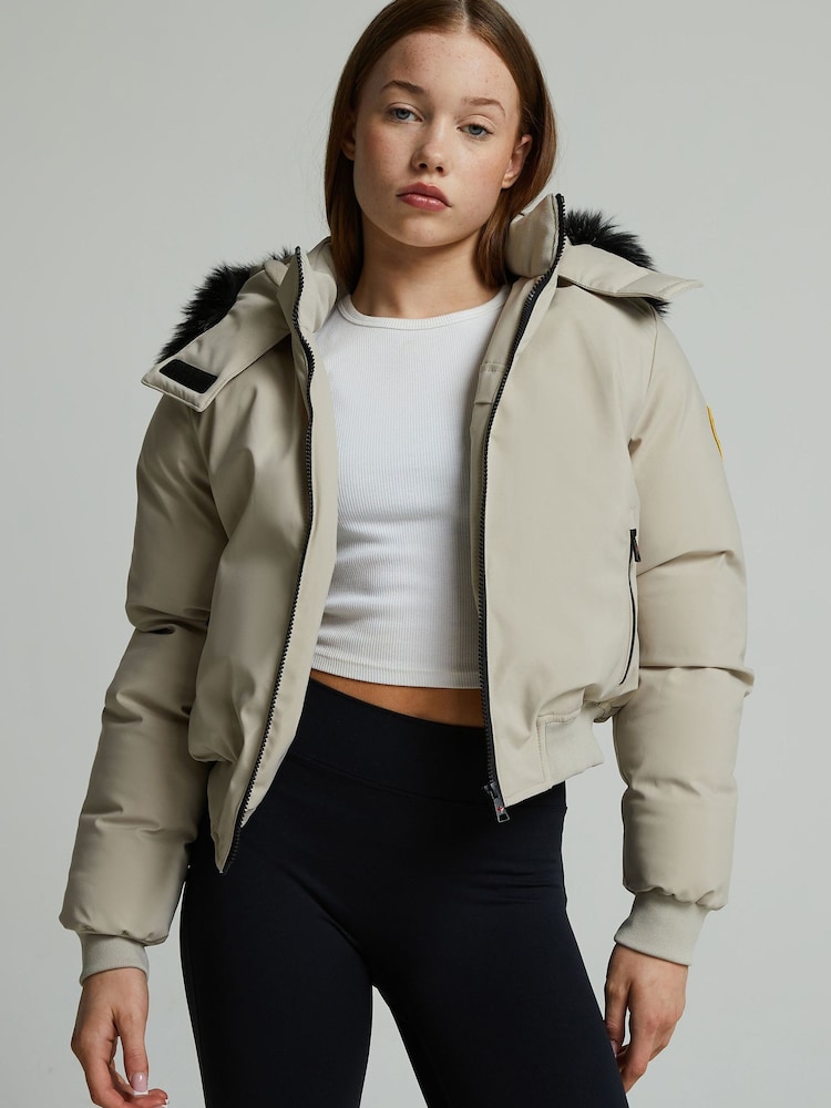 Zavetti Canada Girls Cream Arabella Hooded Bomber Jacket - Image 2 of 6 Zavetti Canada Girls Cream Arabella Hooded Bomber Jacket - Image 2 of 6