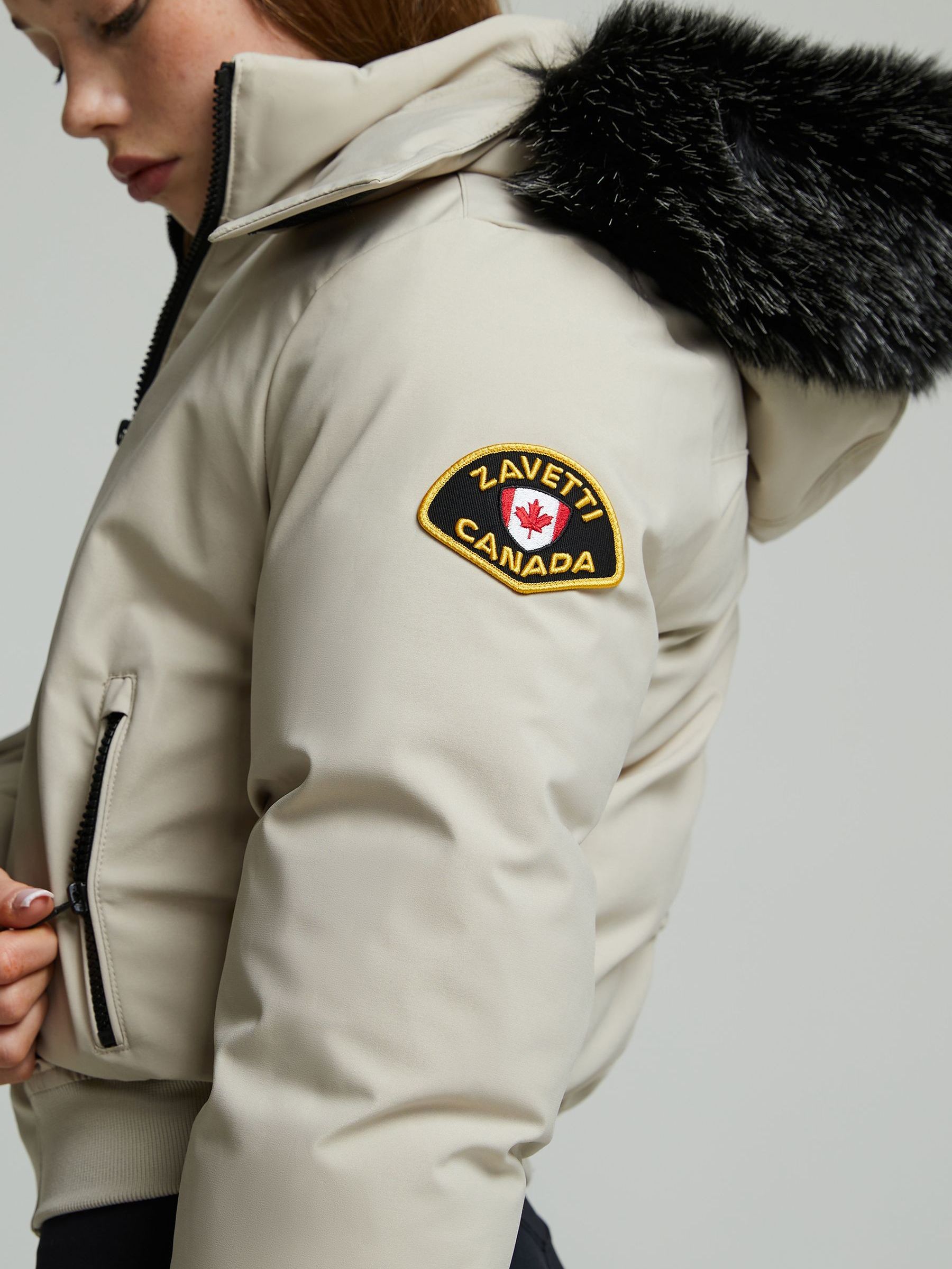 Buy Zavetti Canada Girls Cream Arabella Hooded Bomber Jacket from