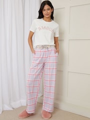 Threadbare Pink Check 100% Cotton Appliqué Pyjamas Set - Image 1 of 4