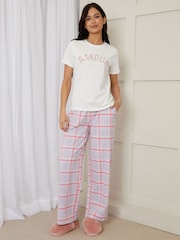 Threadbare Pink Check 100% Cotton Appliqué Pyjamas Set - Image 3 of 4
