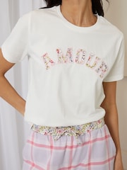 Threadbare Pink Check 100% Cotton Appliqué Pyjamas Set - Image 4 of 4