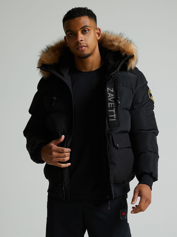 Zavetti Canada Deratti Bomber Parka Black Jacket - Image 1 of 6 Zavetti Canada Deratti Bomber Parka Black Jacket - Image 1 of 6