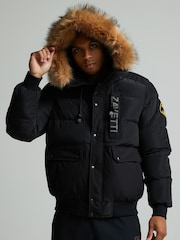 Zavetti Canada Deratti Bomber Parka Black Jacket - Image 6 of 6