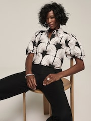Mint Velvet Black 100% Cotton Shell Print Shirt - Image 1 of 7