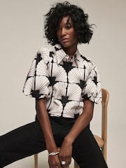 Mint Velvet Black 100% Cotton Shell Print Shirt - Image 3 of 7