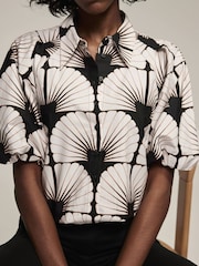 Mint Velvet Black 100% Cotton Shell Print Shirt - Image 5 of 7
