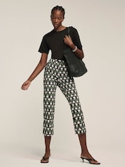 Mint Velvet Black Floral Print Capri Trousers - Image 1 of 8