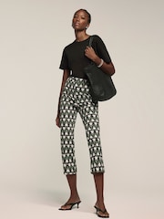 Mint Velvet Black Floral Print Capri Trousers - Image 3 of 8