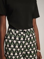 Mint Velvet Black Floral Print Capri Trousers - Image 4 of 8