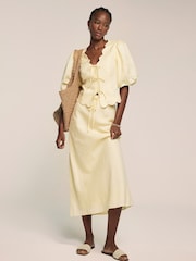 Mint Velvet Yellow 100% Linen Maxi Skirt - Image 3 of 6