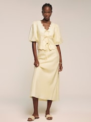 Mint Velvet Yellow 100% Linen Maxi Skirt - Image 4 of 6
