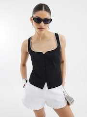 River Island Black Cami Waistcoat Top - Image 1 of 4