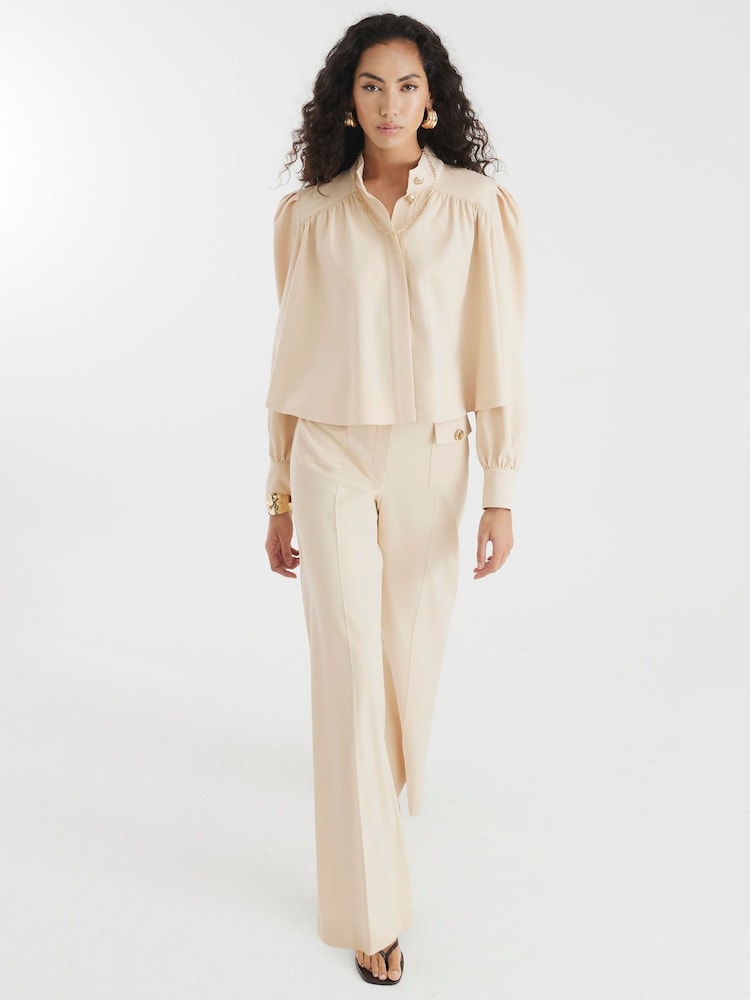 River Island Brown Button Front Straight Leg Trousers - Image 2 of 4 River Island Brown Button Front Straight Leg Trousers - Image 2 of 4