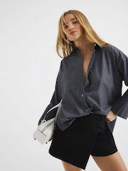 River Island Black Asymmetric Front Skort - Image 3 of 6