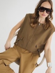 River Island Brown Bubble Hem Gilet - Image 3 of 4