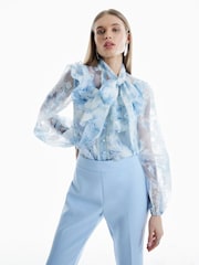 River Island Blue Premium Printed Shirt - Image 1 of 4