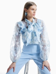 River Island Blue Premium Printed Shirt - Image 2 of 4