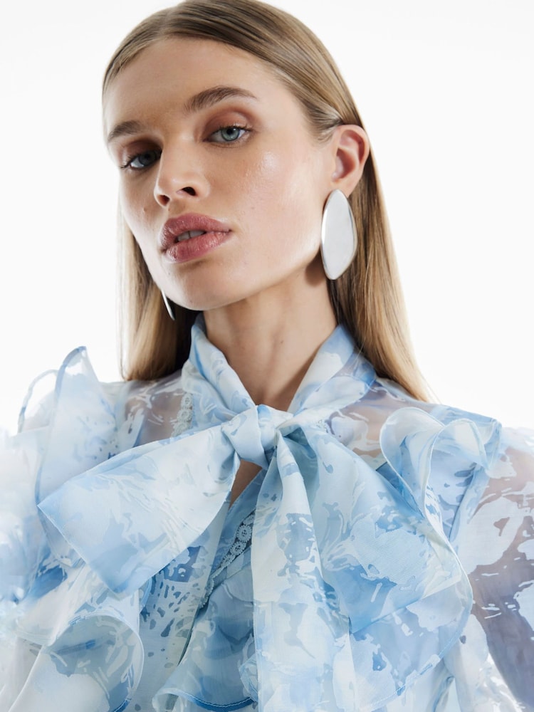 River Island Blue Premium Printed Shirt - Image 4 of 4