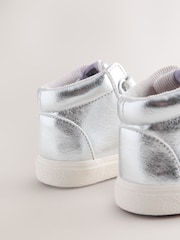 Silver Wide Fit (G) Touch Fasten High Top Trainers - Image 3 of 5