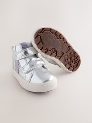 Silver Wide Fit (G) Touch Fasten High Top Trainers - Image 5 of 5