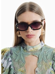 River Island Green Long Sleeve Ruffled Floral Blouse - Image 2 of 3