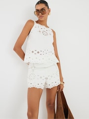 River Island White Broderie Cutwork 100% Cotton Cami - Image 2 of 4