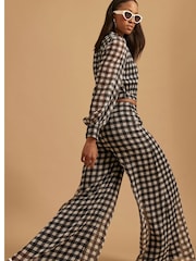 River Island Black Gingham Wide Leg Trousers - Image 3 of 4