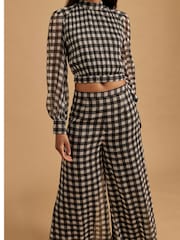 River Island Black Gingham Wide Leg Trousers - Image 4 of 4