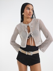 River Island Brown Tie Front Cardigan - Image 1 of 4