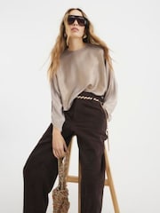 River Island Gold Short Sleeve Batwing T-Shirt - Image 1 of 4