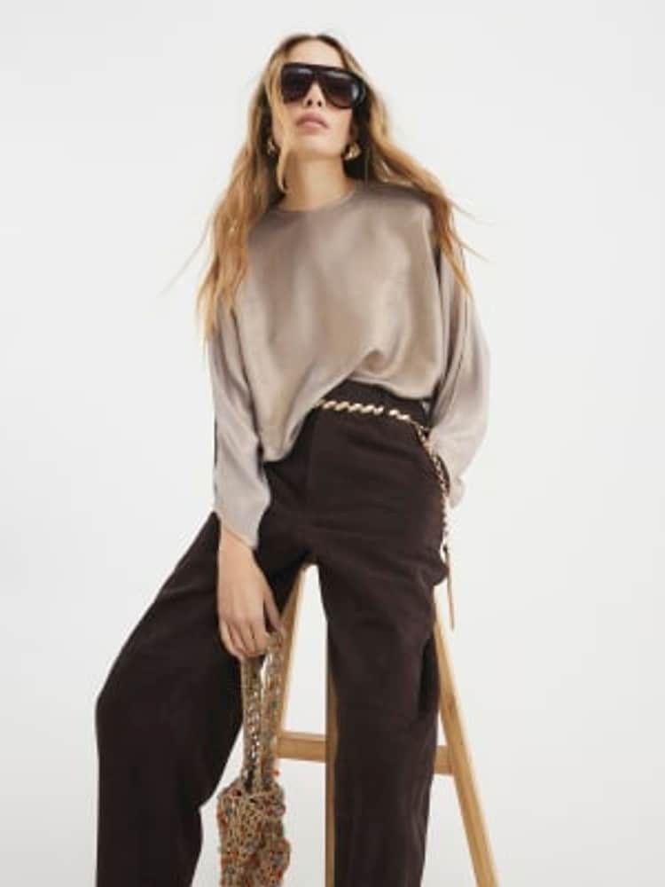 River Island Gold Short Sleeve Batwing T-Shirt - Image 1 of 4