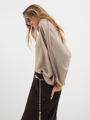 River Island Gold Short Sleeve Batwing T-Shirt - Image 3 of 4