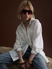 River Island Cream Oversized 100% Cotton Long Sleeve Shirt - Image 1 of 4