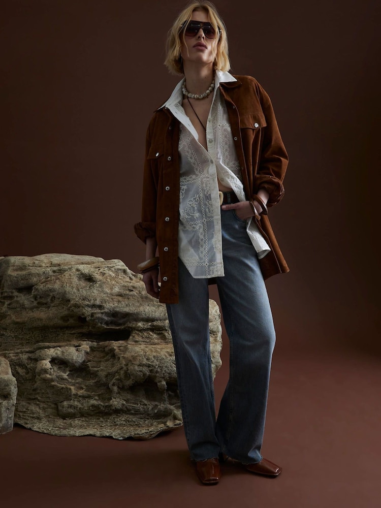 River Island Cream Oversized 100% Cotton Long Sleeve Shirt - Image 3 of 4