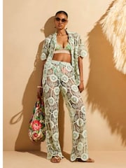 River Island Green Del Maar Lace Beach Shirt - Image 3 of 4